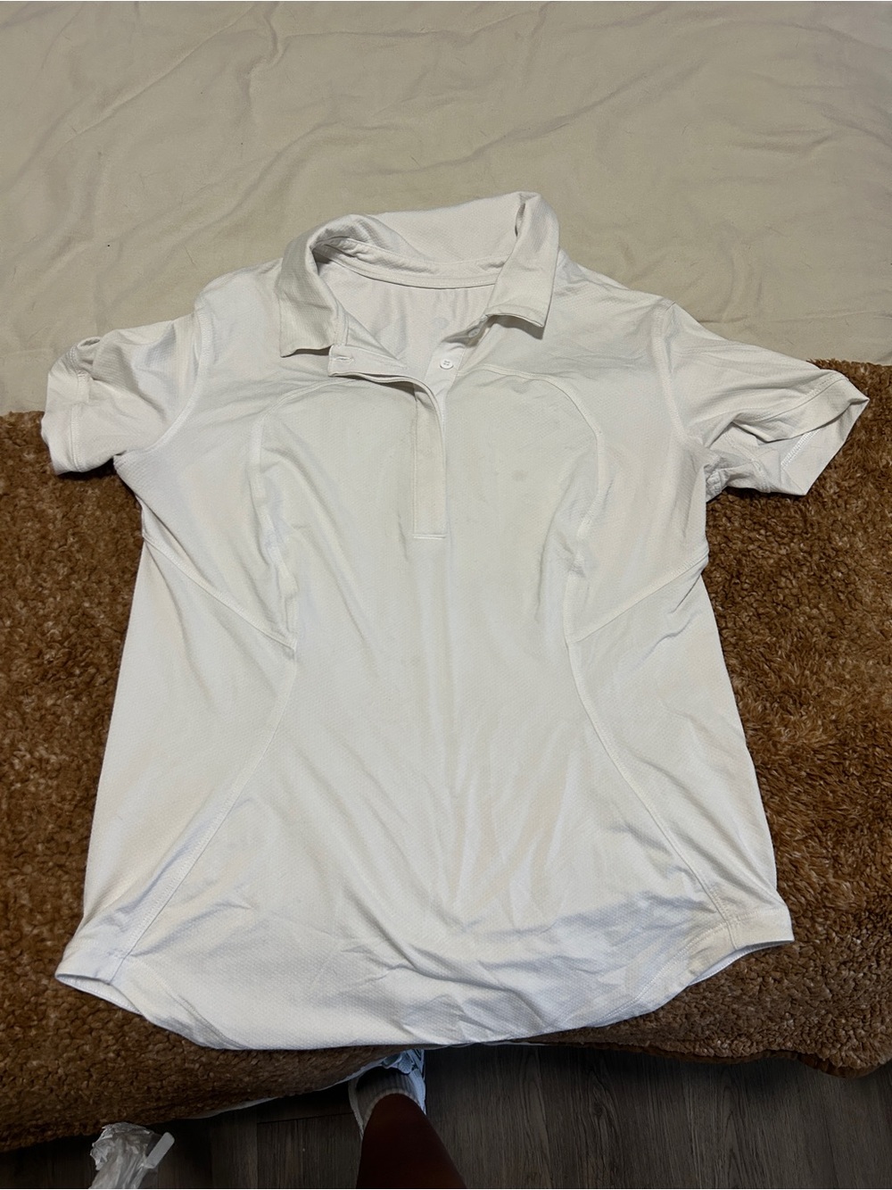 lululemon athletica White Short-Sleeve Polo Top